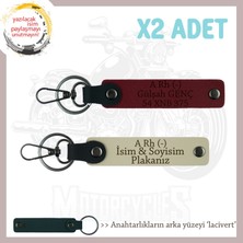 Hız Tutkunlarına Özel Isim Plaka ve A Rh (-) Kan Grubu Yazılı Deri X2 Anahtarlık, S Kahve-Bordo-Laci
