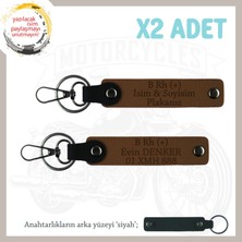 Hız Severlere Isim Plaka ve B+ Kan Grubu Yazılı Özel Üretim X2 Anahtarlık Sürpriz Hediye, Kahve-Syh