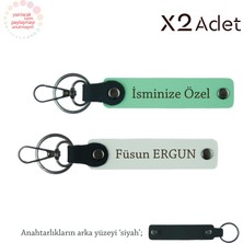 Kuzene Yılbaşı Hediyesi, Isim & Soyisim Kişiselleştirilmiş 2’li Anahtarlık, Yeşil-Beyaz-Siyah