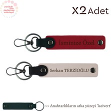 Anneler Gününe Zarif Jest, Isim & Soyisim Kişiselleştirilmiş 2’li Anahtarlık, Kırmızı-Pudra-Lacivert