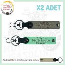 Hız Aşıkları Için, Isim Plaka ve A Rh (+) Kan Grubu Yazılı Hediyelik X2 Anahtarlık, Kül Gri-Yeşil-Sk