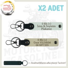 Maceracı Erkeklere, Isim Plaka ve 0 Rh (+) Kan Grubu Yazılı X2 Hediye Anahtarlık, Beyaz-S Kahve-Laci