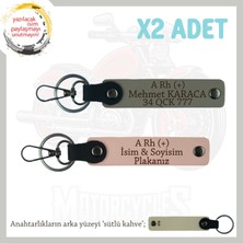 Usta Şöföre Özel, Isim Plaka ve A Rh (+) Kan Grubu Yazılı X2 Anahtarlık Takım, Yavruağzı-Kül Gri-Sk