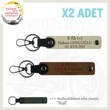 Yolların Sürücülerine, Isim Plaka ve B Rh + Kan Grubu Yazılı X2 Anahtarlık Seti, Kahve-S Kahve-Ysl