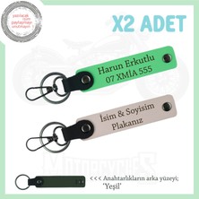 Motorcu Tarzını Tamamlayan Hediye, 2’li Isim ve Plaka Yazılı Anahtarlık, Pudra-F Yeşil-Ysl