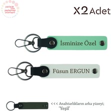 Öğrenciye Doğum Günü Armağanı, Isimli & Soyisimli 2’li Anahtarlık Hediye Takımı, Yeşil-Beyaz-Yeşil