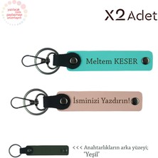 Anneye Yılbaşı Armağanı, Isimli & Soyisimli 2’li Anahtarlık Hediye Takımı, Yavru Ağzı-Turkuaz-Yeşil