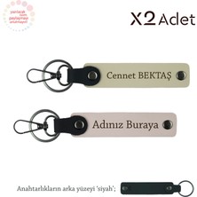 Öğrenciye Yılbaşı Hediyesi, Isimli 2’li Anahtarlık Takımı, Pudra-Sütlü Kahve-Siyah