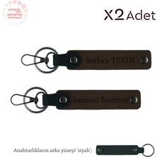 Komşuya Ince Hatıra, Isim Yazılı 2’li Anahtarlık Hediyesi, Koyu Kahve-Siyah