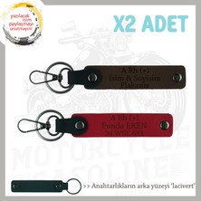 Hız Severlere Özel Isim Plaka, A Rh (+) Kan Grubu Yazılı X2 Anahtarlık Hediye, Kırmızı-K Kahve-Laci