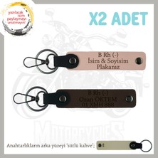 Hız Aşıkları Için Özel Isim Plaka, B- Kan Grubu Yazılı Hediyelik X2 Anahtarlık, Yavruağzı-K Kahve-Sk
