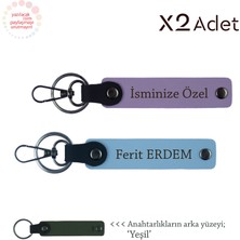 Anneye Manevi Sürpriz, Isimli & Soyisimli 2’li Anahtarlık Seti, Mor Menekşe-Gök Mavi-Yeşil