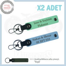 Minimal ve Şık Hediye Arayanlara – Kişiye Özel Plaka & Isimli Anahtarlık Seti, Yeşil-Gök Mavi-Ysl