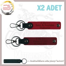 Isim Plaka ve A Rh (+) Kan Grubu Kişiselleştirilmiş X2' Li Anahtarlık, Hediyelik, Kırmızı-Bordo-Laci
