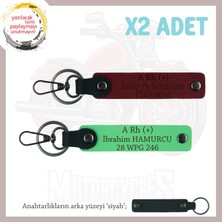 Motorcu Yolculara, Isim Plaka ve A + Kan Grubu Yazılı Güvenli Sürüş Anahtarlığı, F Yeşil-Bordo-Syh