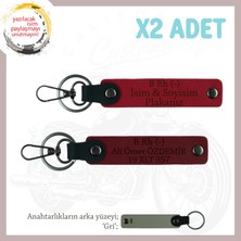 Motor Tutkunlarına, Isim Plaka ve B Rh (-) Kan Grubu Yazılı,  X2 Anahtarlık Set, Kırmızı-F Yeşil-Gr