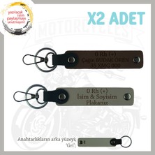 Eşinize Özel Isim Plaka ve 0 Rh (+) Kan Grubu Yazılı Kişiselleşmiş X2 Anahtarlık, Kül Gri-K Kahve-Gr