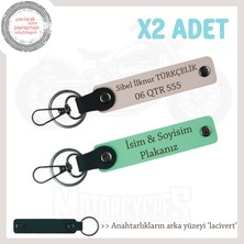 Sürüş Tarzınızı Yansıtan Deri Anahtarlık – Plaka ve Isimli 2’li Kombin, Yeşil-Pudra-Laci