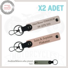 Sürpriz Arayanlara, Kişiye Özel Plaka ve Isim Yazılı 2’li Anahtarlık Hediyelik, Yavruağzı-Pudra-Gr