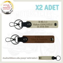 Yolların Sürücülerine, Isim Plaka ve B Rh + Kan Grubu Yazılı 2'li Anahtarlık Seti, Kahve-S Kahve-Sk