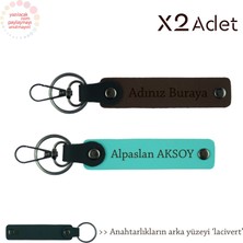 Dostluğa Manevi Sürpriz, Isimli 2’li Anahtarlık Hediye Takımı, Koyu Kahve-Turkuaz-Lacivert