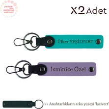 Hemşireye Yılbaşı Jest, Isimli 2’li Anahtarlık Takımı, Mor Menekşe-Koyu Turkuaz-Lacivert