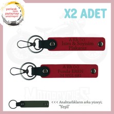 Motosiklet Maceracılarına, Isim Plaka ve A Rh + Kan Grubu Yazılı 2' Li Anahtarlık Set, Kırmızı-Ysl