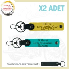 Hız Severlere Özel Isim Plaka, B Rh (+) Kan Grubu Yazılı X2 Anahtarlık Hediyesi, K Turkuaz-Sarı-Syh