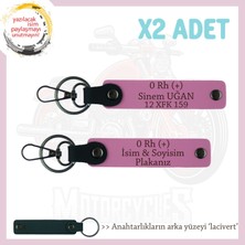 Yol Tutkunlarına, Isim Plaka ve 0 Rh (+) Kan Grubu Kişiselleştirilmiş Deri X2 Anahtarlık, Pembe-Laci