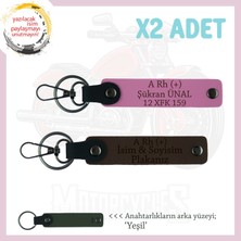 Motosiklet Aşıklarına, Isim Plaka ve A Rh (+) Kan Grubu Acil Durum Anahtarlığı, K Kahve-Pembe-Ysl