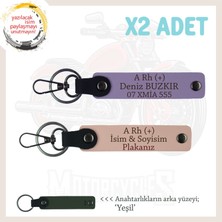 Motor Tutkunlarına Hediye Isim Plaka ve A Rh (+) Kan Grubu Yazılı X2 Anahtarlık, Yavruağzı-Mor-Ysl