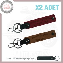 Tüm Şöförler Için, Isim ve Plaka Yazılı Çok Anlamlı Hediyelik X2'li Anahtarlık Set, Kahve-Bordo-Syh