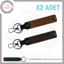 Tüm Ehliyet Sahiplerine Uygun, Isim ve Plaka Yazılı X2 Anahtarlık, Hediyelik, Kahve-K Kahve-Laci