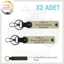 Motorcuya Hediye, Isim Plaka ve A Rh (-) Kan Grubu Kişiselleştirilmiş X2 Anahtarlık Set, S Kahve-Ysl