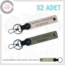 Detaylarda Gizli Şıklık – Plaka & Isimli Deri Anahtarlıklar X2LI Takım, Hediyelik, Kül Gri-Pudra-Sk