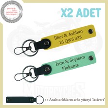 2'li Sürpriz Hediye Anahtarlık Seti – Plaka ve Isimle Kişiye Özel Dokunuş, Yeşil-Sarı-Laci