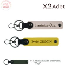 Yılbaşı Için Anlamlı Jest, Isimli 2’li Anahtarlık Takımı, Pudra-Sarı-Yeşil