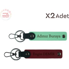 Öğrenciye Motivasyon Jest, Isimli 2’li Anahtarlık Hediye Takımı, Yeşil-Bordo