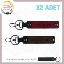 Bikerlar Için Özel, Isim Plaka ve A Rh (+) Kan Grubu Yazılı Hediye X2 Anahtarlık, K Kahve-Bordo-Syh