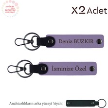 Sevgiliye Yıl Dönümü Jest, Isim & Soyisim Kişiselleştirilmiş 2’li Anahtarlık, Mor Menekşe-Siyah