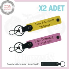 Sade Zarafet Arayanlara – Kişiye Özel Plaka & Isimli Deri Anahtarlık, Harika Hediye, Sarı-Pembe-Syh