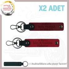 Isim Plaka ve A Rh (-) Kan Grubu Kişiselleştirilmiş X2' Li Anahtarlık, Hediyelik, Kırmızı-Bordo-Laci