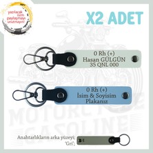 Yolların Maceracıları Için, Isim Plaka ve 0 Rh (+) Kan Grubu, Özel X2' Li Anahtarlık, Mavi-Beyaz-Gr