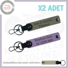 Stil Sahibi Tüm Sürücülere, Özel Isimli ve Plakalı, Ikili Deri Anahtarlık Takımı, Kül Gri-Mor-Sk