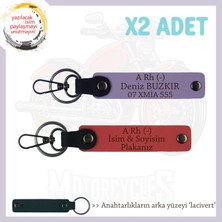 Motosiklet Maceracılarına, Isim Plaka ve A Rh (-) Kan Grubu 2'li Anahtarlık Set, Nar Çiçeği-Mor-Laci