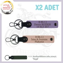 Motor Tutkunlarına Hediye Isim Plaka ve B Rh (-) Kan Grubu Yazılı X2 Anahtarlık, Yavruağzı-Mor-Ysl