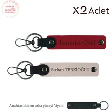 Babalar Gününe Manevi Hediye, Isimli & Soyisimli 2’li Anahtarlık Seti, Kırmızı-Pudra-Siyah