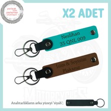 Motor Seven Sevgiliye Çok Özel Hediye, Isim ve Plaka Yazılı 2'li Anahtarlık, Kahve-K Turkuaz-Syh