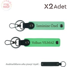 Arkadaşa Anlamlı Hediye, Isimli & Soyisimli 2’li Anahtarlık Hediye Takımı, Yeşil-Fıstık Yeşil-Siyah