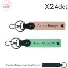 Patrona Manevi Armağan, Isim & Soyisim Yazılı 2’li Anahtarlık Seti, Yavru Ağzı-Yeşil-Siyah